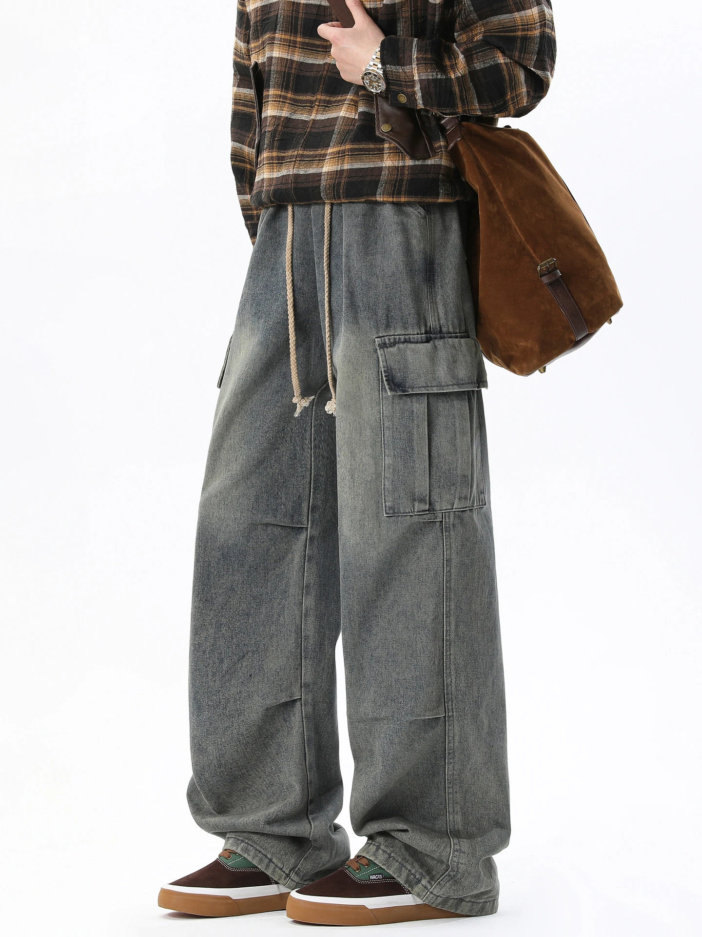 

Wukong Has Goods Trendy American Waed Straight Leg Men's Jeans Winter Retro Loose Casual Match Long Pants