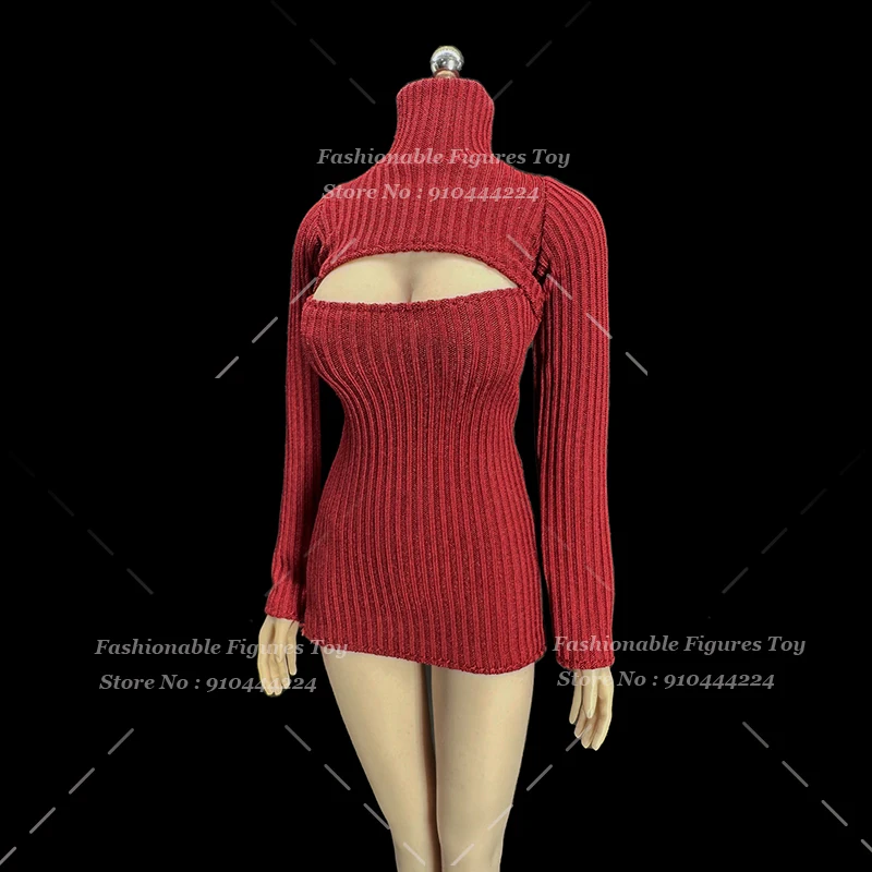 1/6 النساء الجندي آدا وونغ الأحمر عالية الرقبة فستان طويل الأكمام سترة أحذية سوداء برقبة ملحق صالح 12 بوصة عمل نموذج لجسم اللعب