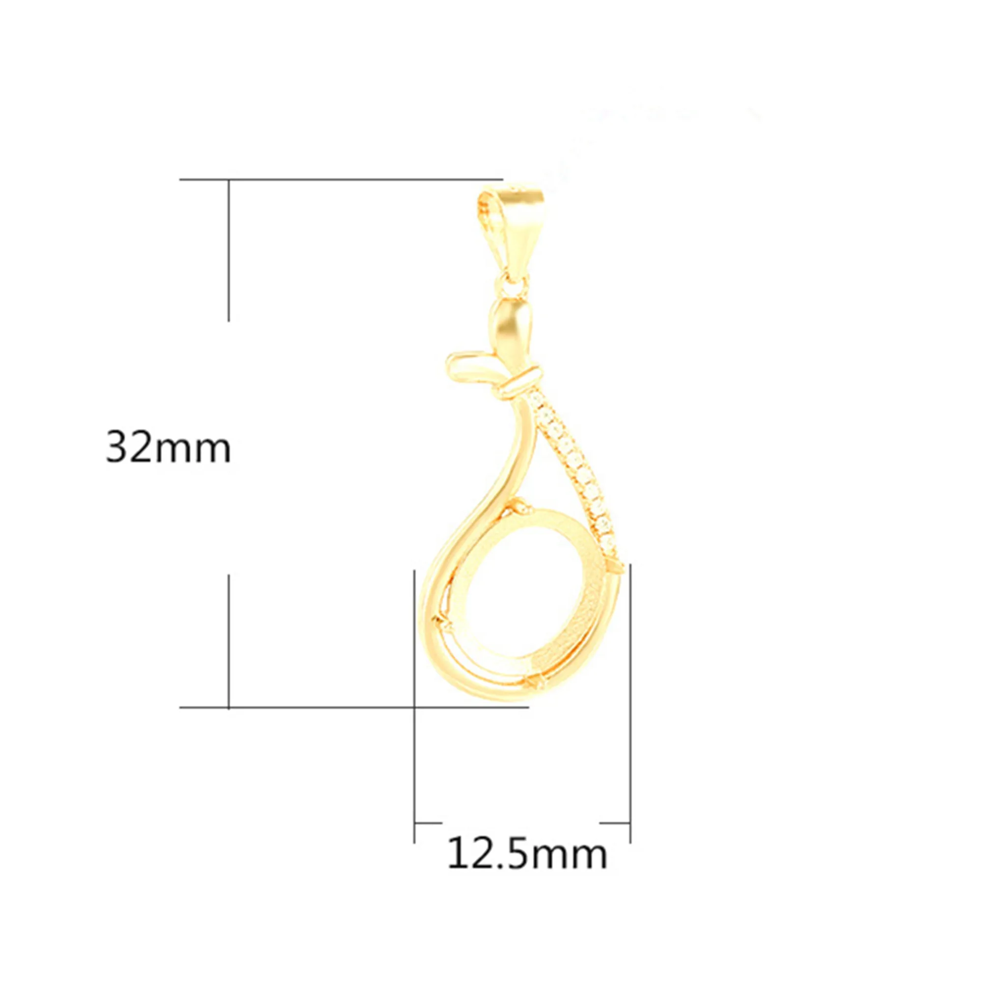 925 Silver Pendant Blank for 9x11mm Oval Cabochons Oval Shape Solid Sterling Silver Zircon Pendant Base SP0106