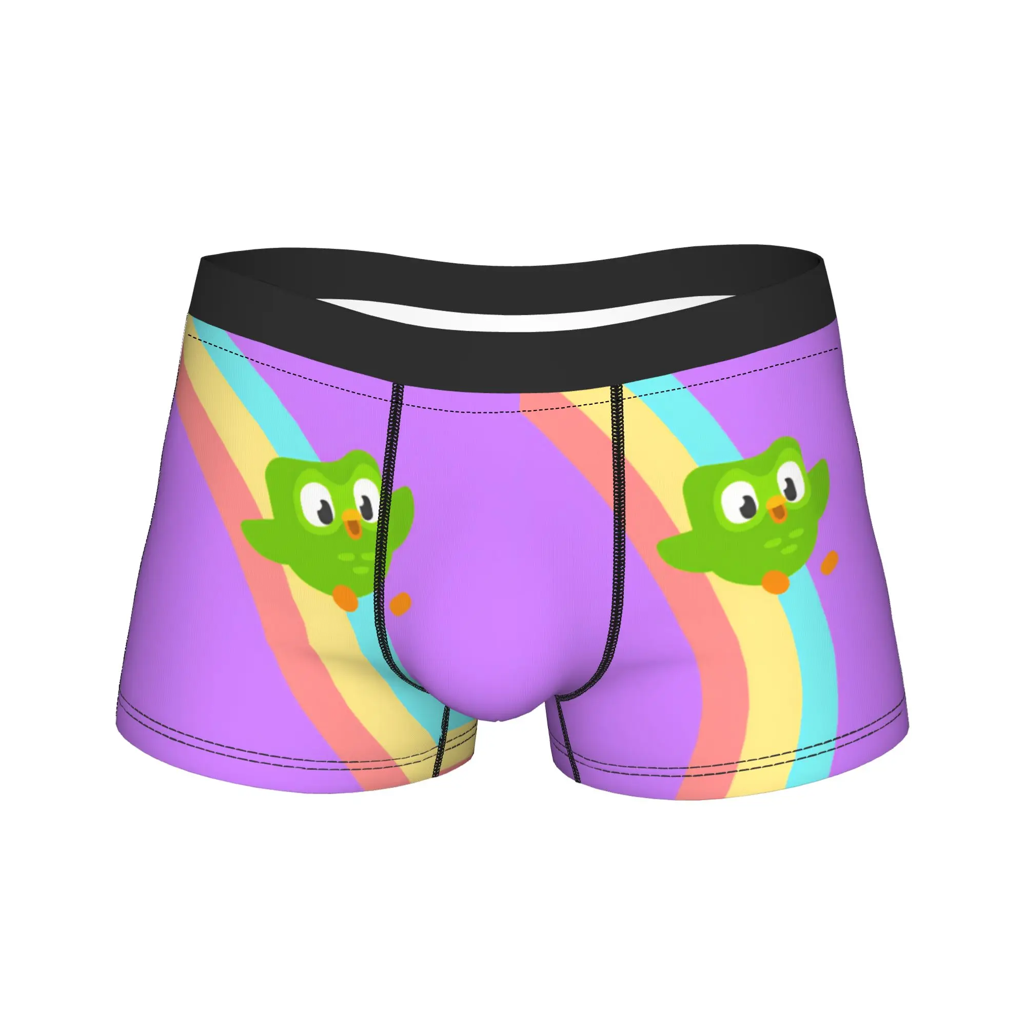 Cute Owl Boxer Shorts Duolingos Pouch Underwear Trenky Printing Boxer Brief Soft Trend Males Panties Plus Size 2XL