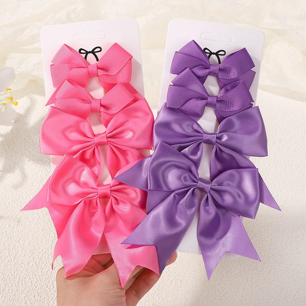 

4Pcs/set Cute Solid Color Satin Ribbon Bow Hair Clip for Baby Girls Handmade Hairpins Barrettes Headwear Kids Hair Accessories
