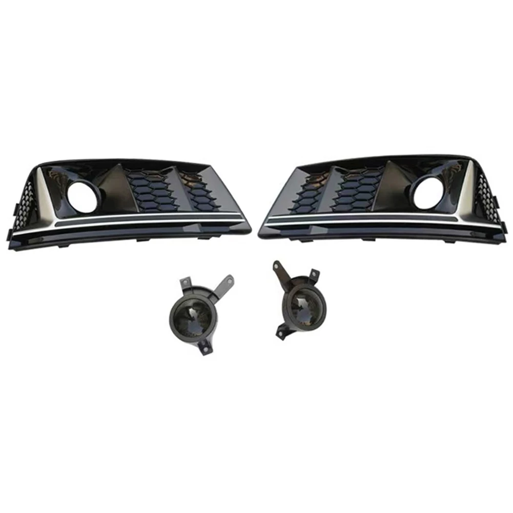 A88E-Bezel غطاء شبكة مصابيح الضباب المصد الأمامي هود الكسوة ل A4 A4L S4 B9 2017-2018 كروم