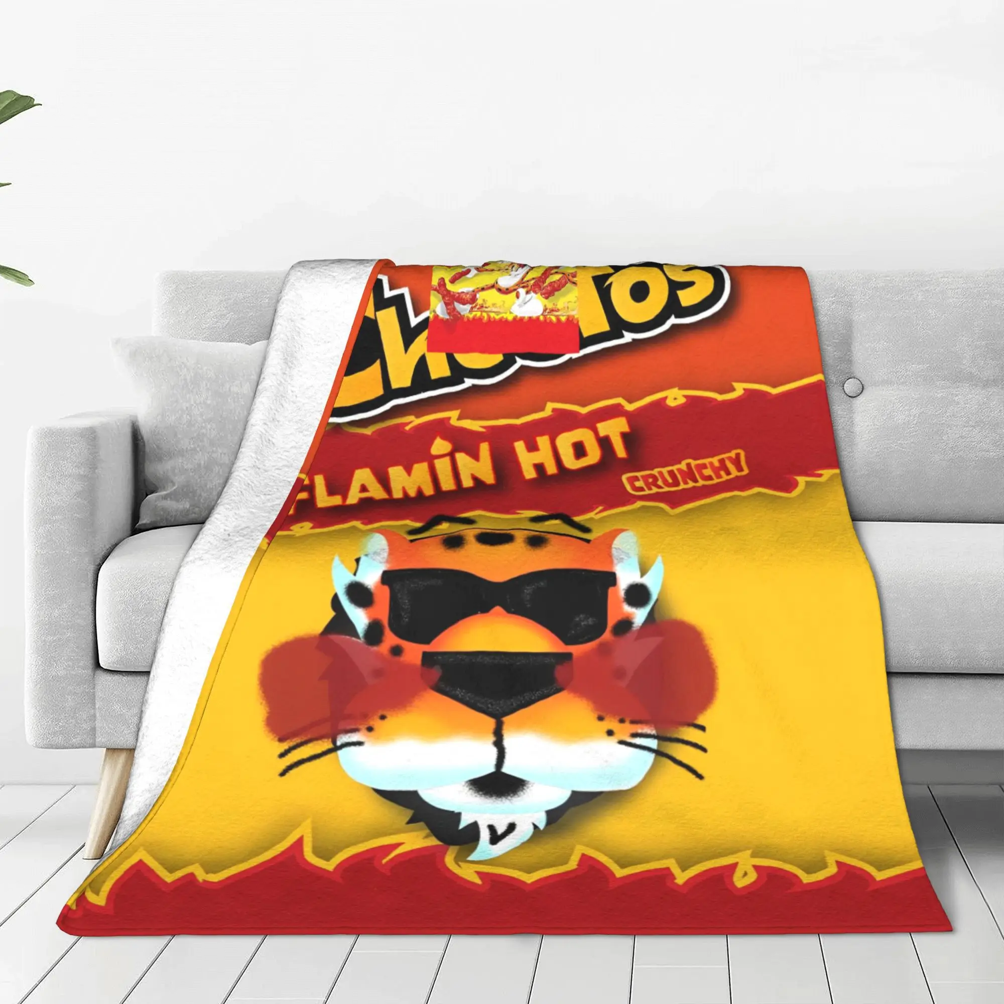 

Hot Snack Cheetos Knitted Blanket Snack Cartoon Flannel Throw Blankets Air Conditioning Decoration Ultra-Soft Warm Bedsprea