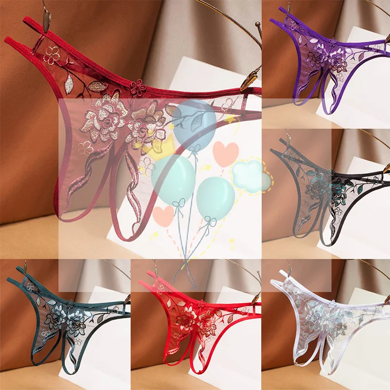 

Sexy Lace Panties Women'S Panties Transparent Thongs Butterfly Embroidery Pattern Underwear