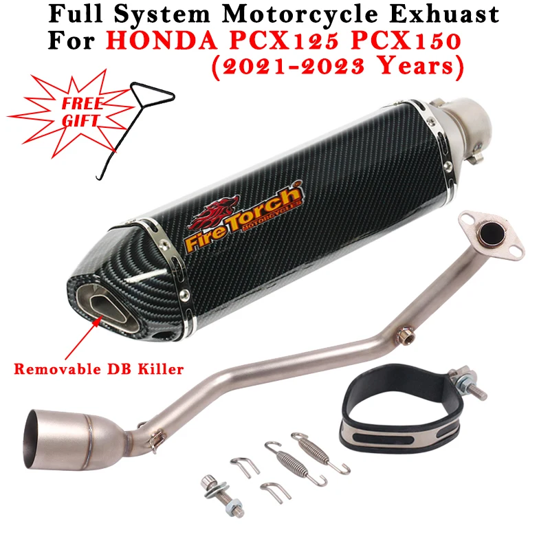 Motorcycle Exhaust Full System Modified Muffler With Front Link Pipe DB Killer For HONDA PCX125 PCX150 PCX 125 150 20212022 2023