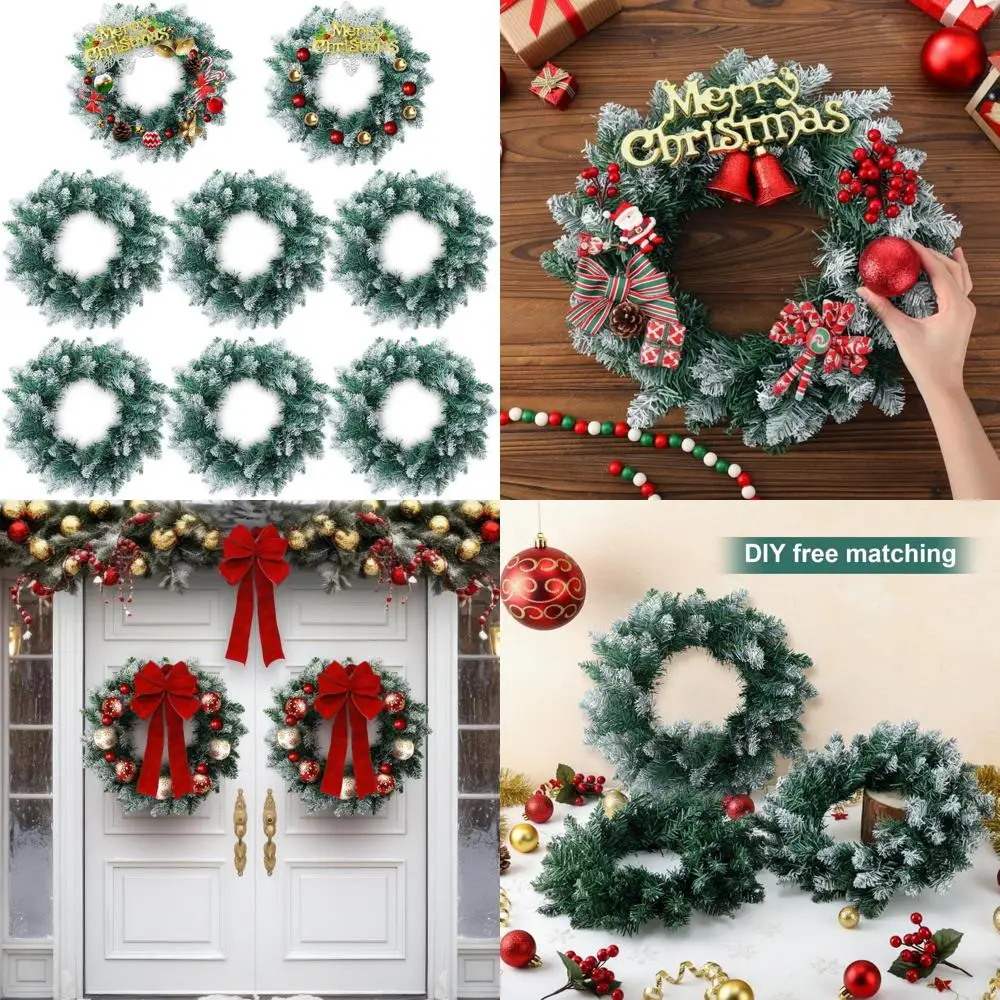 

Artificial Green Pine Wreaths 16 Inch DIY Christmas Decor for Kitchen Cabinets and Windows