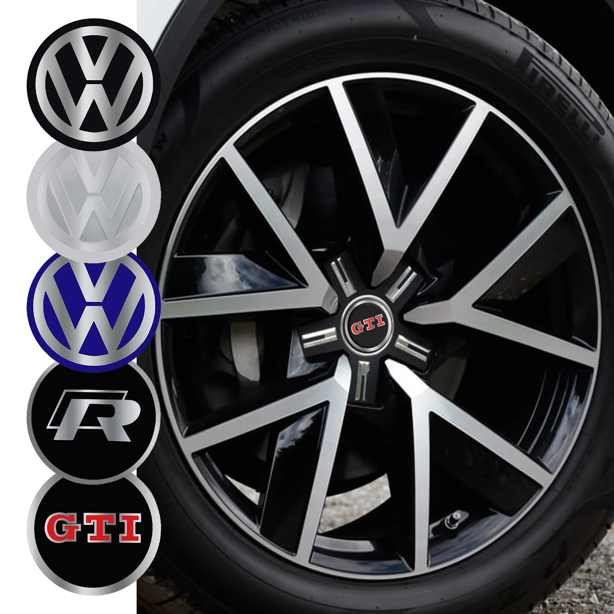 

4Pcs 56/60/65mm Car Wheel Center Cover Stickers Hub Cap for Volkswagen VW R Golf Scirocco Tiguan Caddy Passat GTI Lavida Sagitar