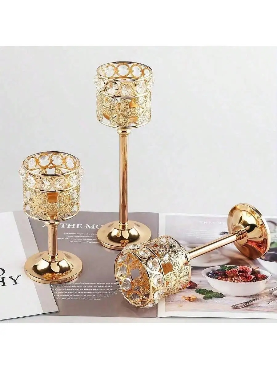 1PC Crystal Candle Holder In 3 Sizes. Wedding Table Center Piece With Tea Lamp Candle Holder, Candlelight Dinner, Dining Table