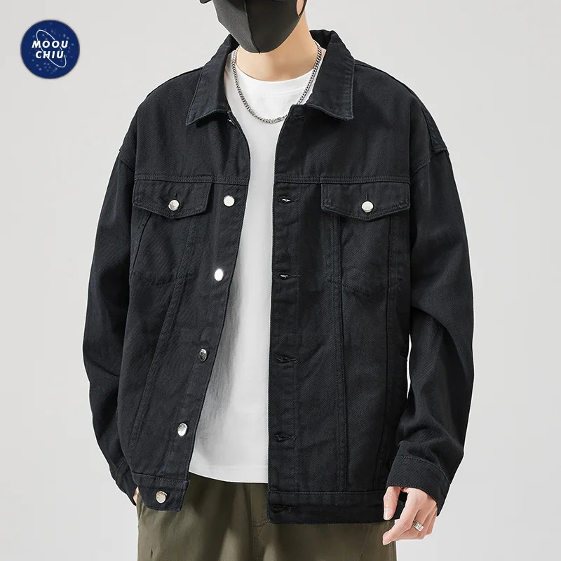 

Men's Trendy Solid Color Casual Denim Jacket American Style Loose Fit plus Size Versatile Top/Jacket