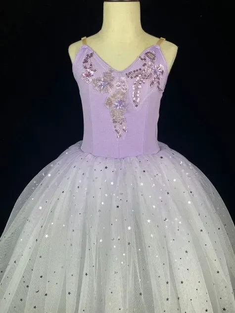 Tutù romantico lungo a canotta Verde Viola Ragazza Donna Spettacolo teatrale Costumi di danza classica Costumi di danza Tutu di danza