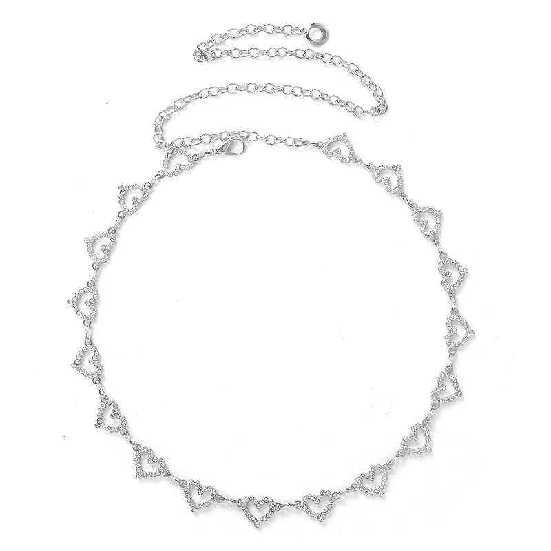 Modische Strass-Herz-Taillenkette für Damen, verstellbarer Körpergürtel, Bauchschmuck mit Quastendesign für Kleider und Jeans – Detail 9