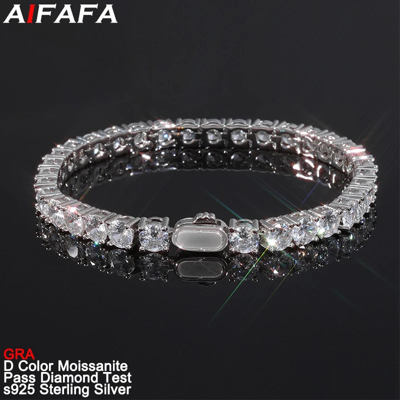 

3-4-5mm Full Moissanite Diamond Tennis Chains Bracelet s925 Silver All Moissanite Hand Chain Plate 18k Gold Fine Jewellery GRA
