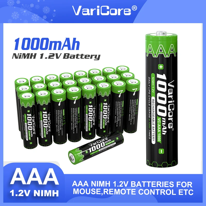 VariCore 2-50PCS Original AAA NiMH 1000mAh 1.2V Rechargeable Battery For Flashlight Toys