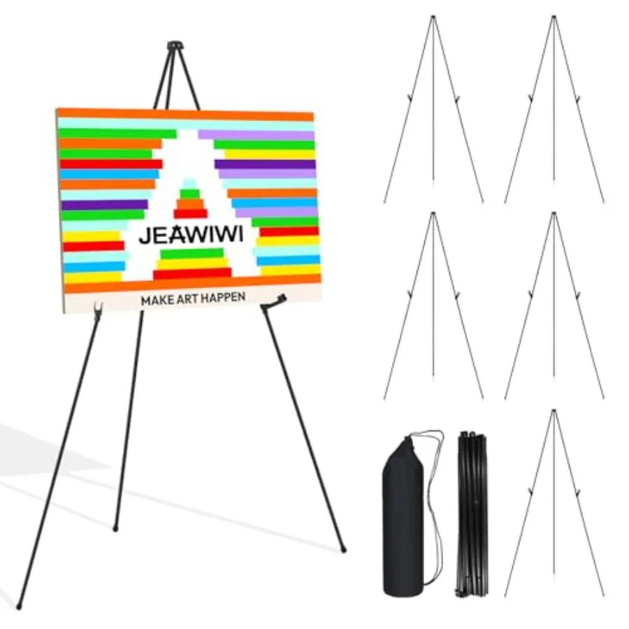 

6PCS Black Easel Stand for Wedding Sign Stand 66 Inch Adjustable Metal Easels for Display Portable Folding Easel for Wedding Di
