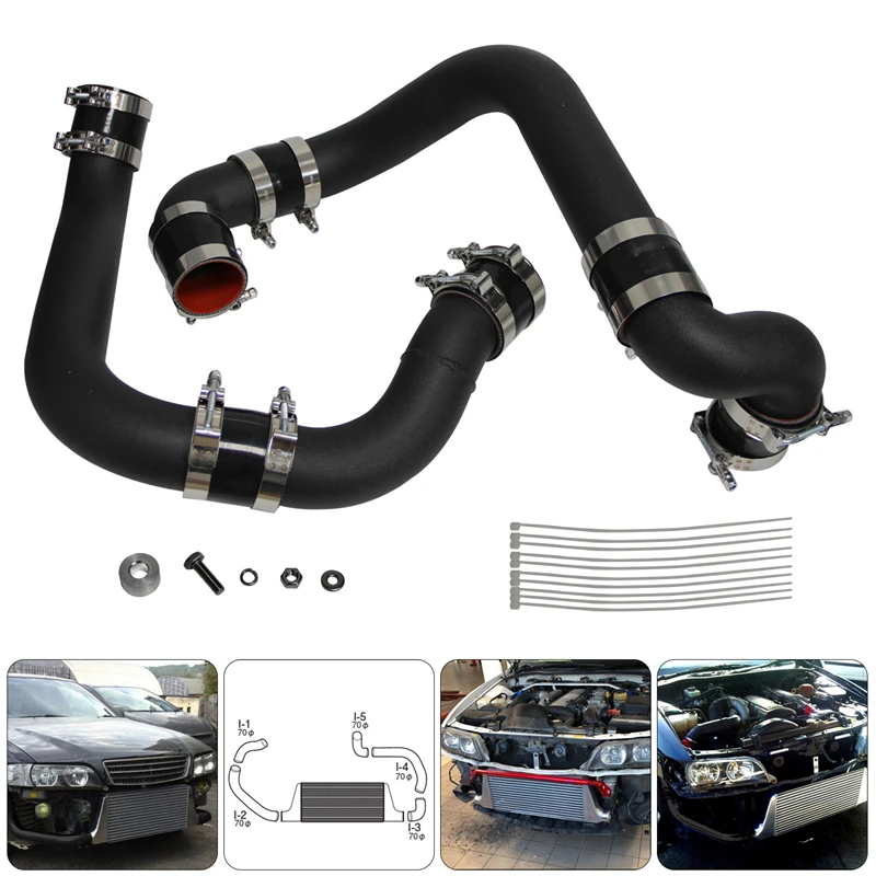 Upgrade Front Intercooler Pipe Black Fit for Toyota Chaser Cresta Mark II JZX90 92-96 JZX100 96-01