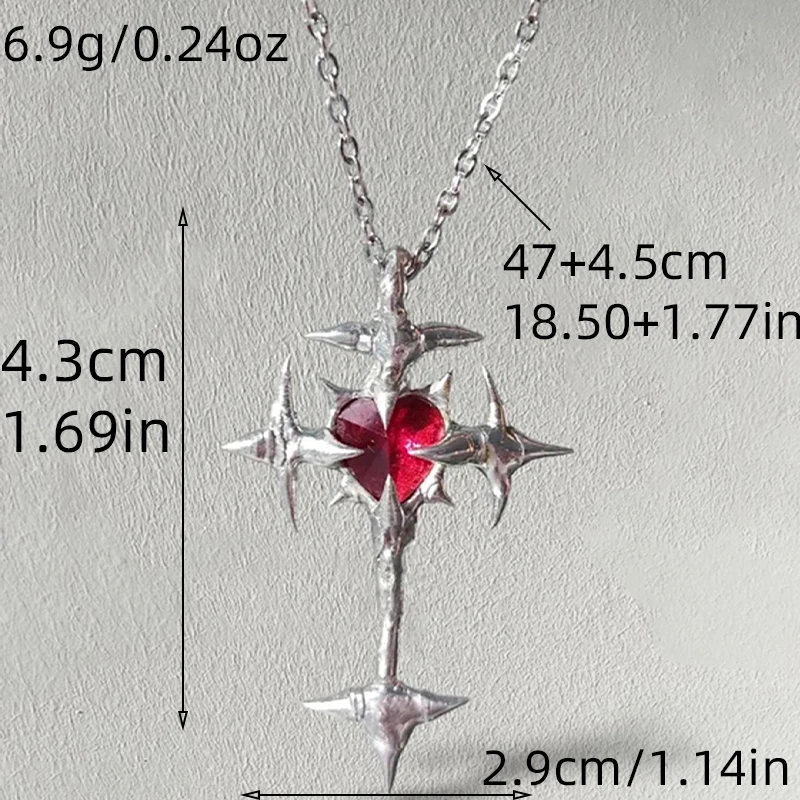 1 Pc Vintage Star Heart Religious Gothic Christ Cross Thick Silver Color Pendant Necklace Women Daily Party