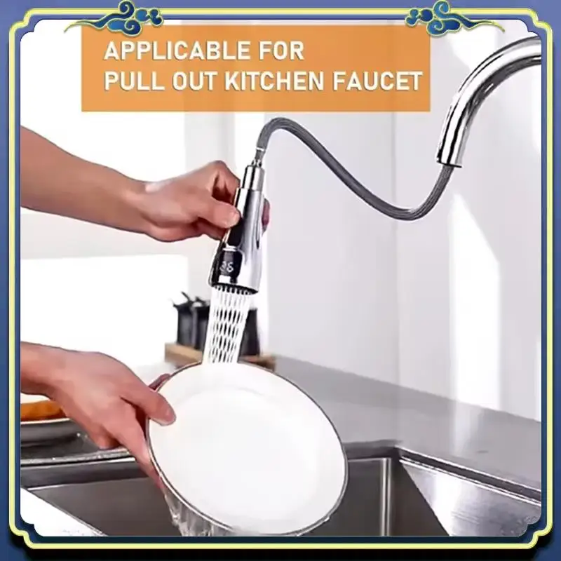 A56P-Kitchen Faucet Head LED Faucet Tap Nozzle Replacement Water Kitchen Swivel Head Digital Pull-Out Nozzle