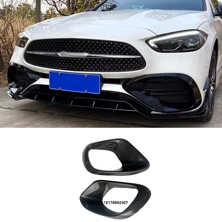 

2022+ forMercedes Benz C Class W206 C200L New Carbon Fiber Front Bumper Air Vents Trim Mesh Grill Frame Front Vent Splitter