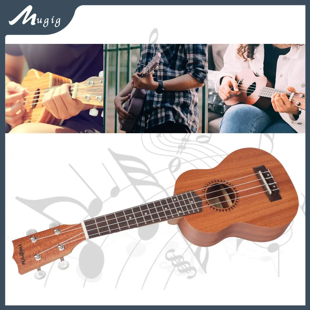 Mugig 21 inch 15 Frets Soprano Ukulele Guitar Sapele 4 Strings Hawaiian Guitar Musical Instruments Mini Guitarra Gifts