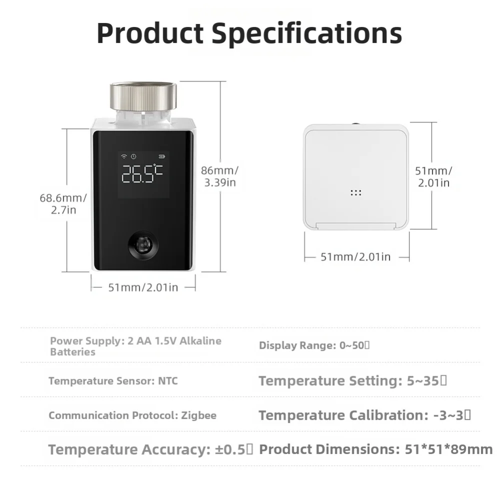 Smart Radiator Thermostat Programmable For Zigbee Valve Control Compatible with For Tuya and Six Valve Adapters