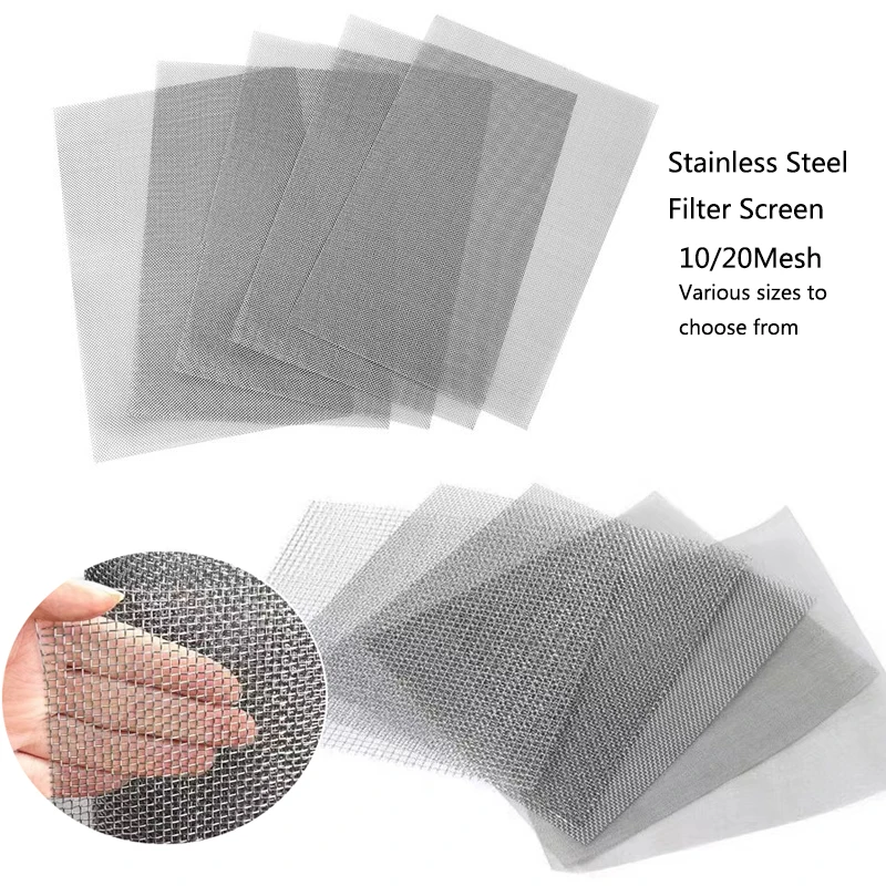 2/5Pcs Stainless steel filter screen 10/20 Mesh Woven Wire  Screening Filter Sheet Aquarium Fish Tank Decoration Plants Moss Net