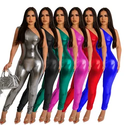 AL240 Women's Jumpsuit Metallic Sleeveless Sexy Jumpsuit Summer