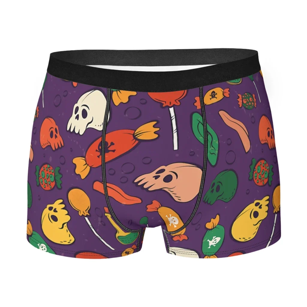 Halloween Pattern Skull Candies VintageSkull StyleUnderpants Breathbale Panties Men's Underwear Sexy Shorts Boxer Briefs