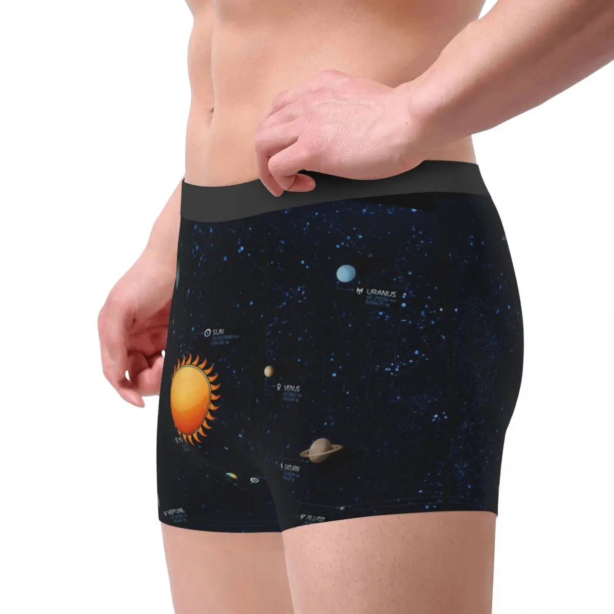 Funny Boxer Sci Fi Solar System Shorts Panties Briefs Men Underwear Space Planet Polyester Underpants for Homme Plus Size