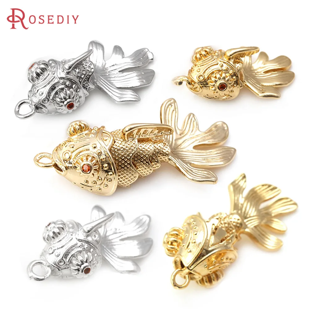 

18K Gold Color Brass Zircon Active Goldfish Charms Pendants Necklace Earrings High Quality Jewelry