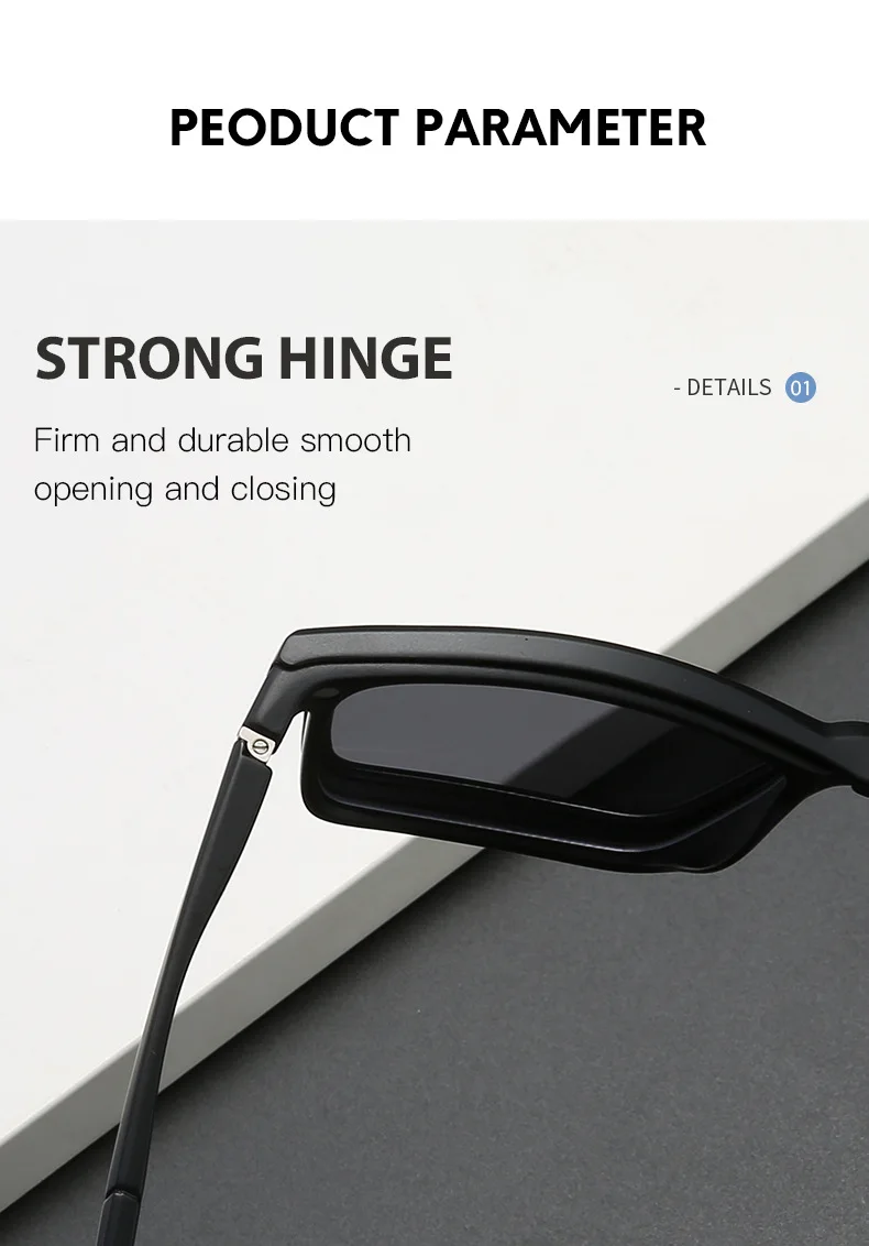 VCKA 6-in-1-Myopie-Brille mit Magnetclip, Sonnenbrille für Herren und Damen, quadratischer Rahmen, verschreibungspflichtig, kurzsichtig, Astigmatismus – 0,5 bis -10 – Detail 12
