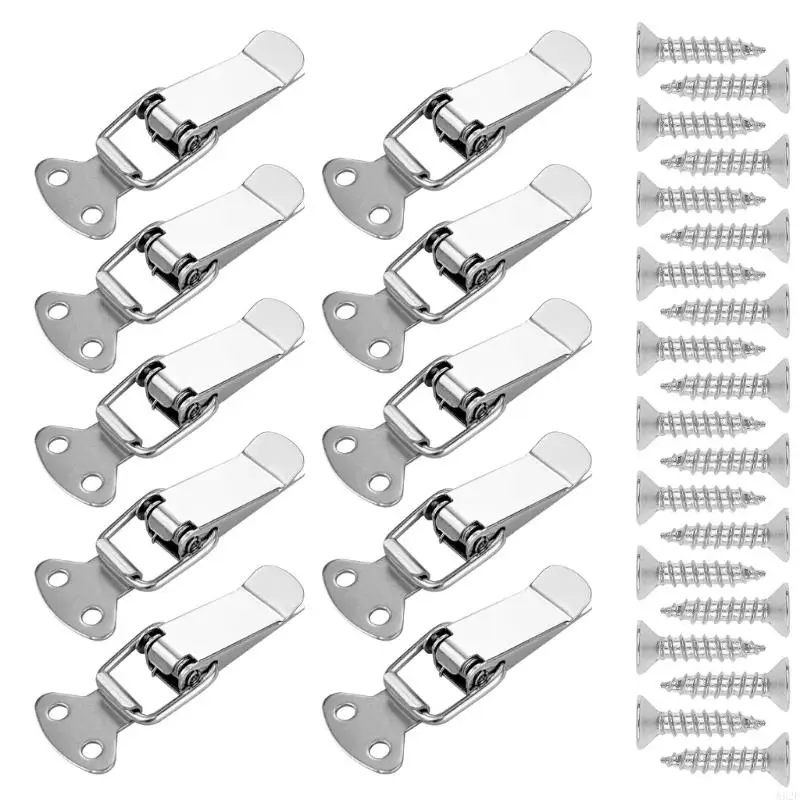 

652F 10Pcs Spring Loaded Toggle Latches Catches Clamp Clip Drawer Hasp Clasp Duckbill Buckles for Tool Box, Trunk, Case, Chest