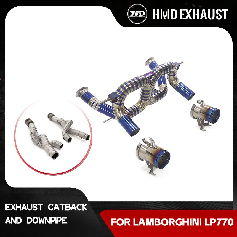 

HMD Stainless steel Downpipe for Lamborghini Aventador SVJ LP770 Ti Catabck Heat shield Exhaust system Catalytic Converter