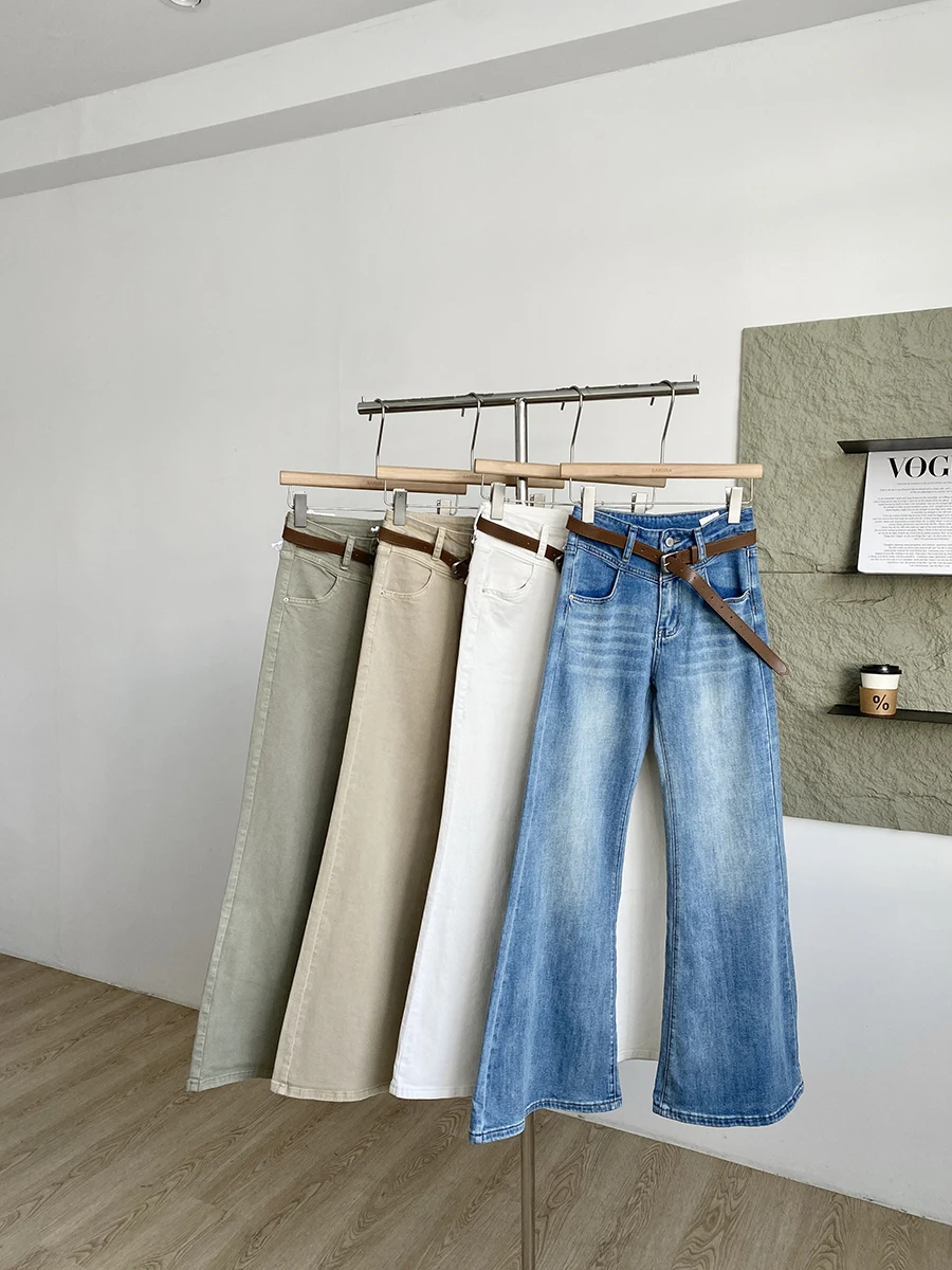 

Retro High Waist Flared Jeans Women's Spring Commute Fashion Elegant Loose Slimming Floor-Length Pants