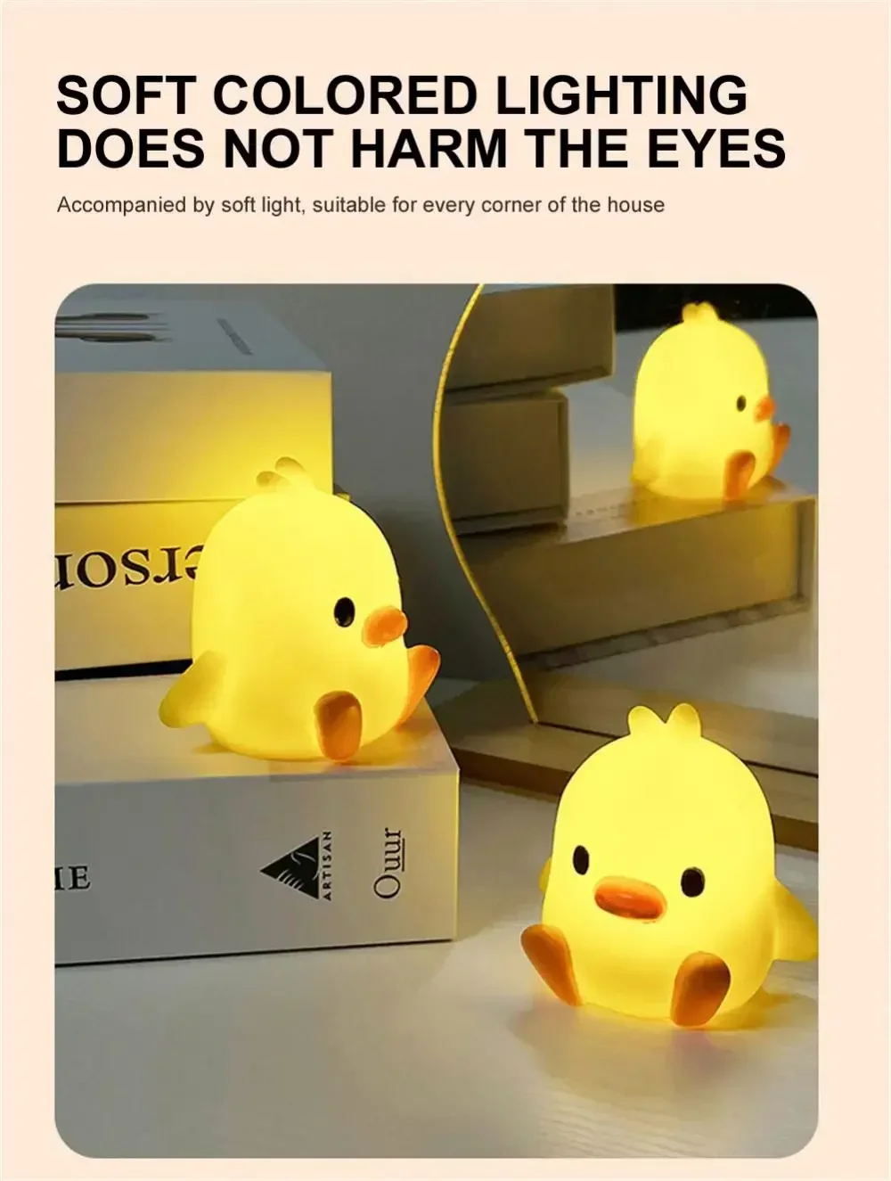 Cute Yellow Duck LED Night Light Cartoon Animal Creative regalo di compleanno per bambini Home Soft Light Bedlight