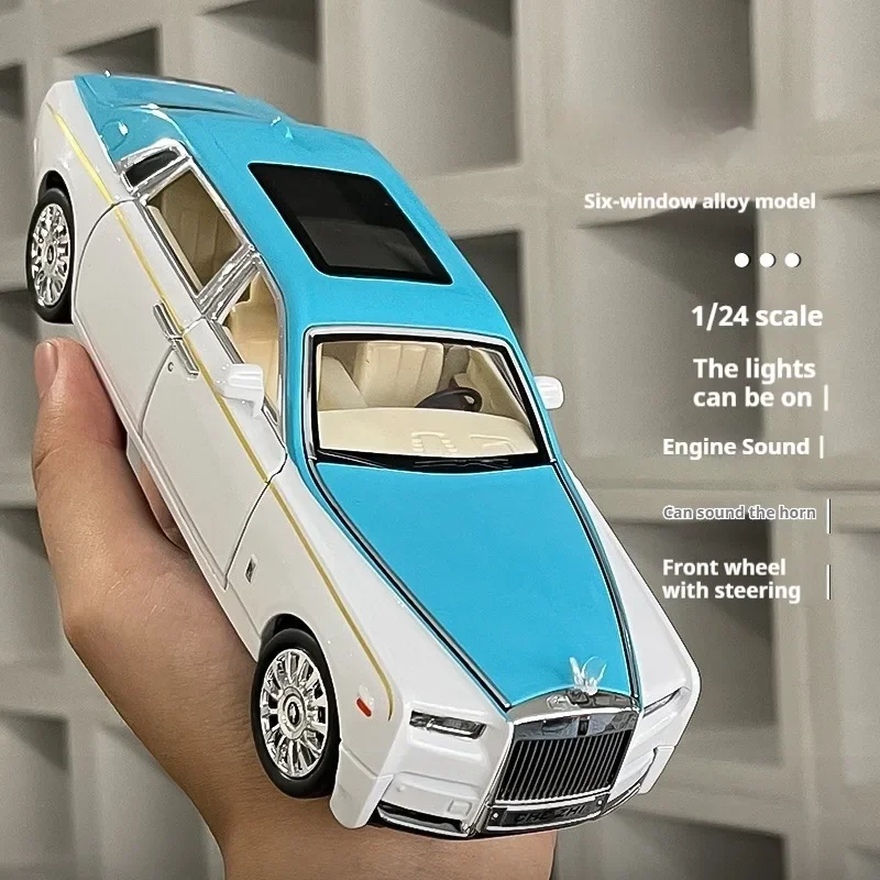 

New1:24 Alloy Car Model 20.5cm Six-door Door with Sound & Light Rebound Car Metal Model Kids Toys Decorative Ornaments Gift Box