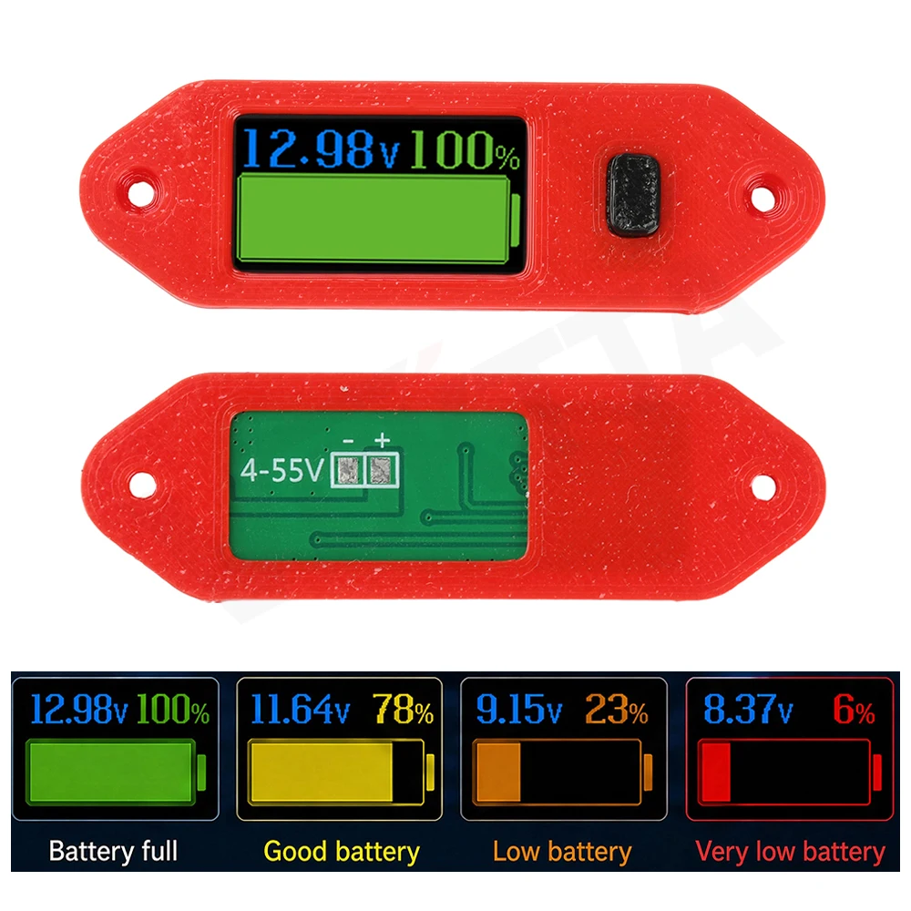 DC 4-55V Battery Indicator Voltage Capacity Percentage Meter Compatible with NCM LFP Lead Acid Battery for EV Power Storage