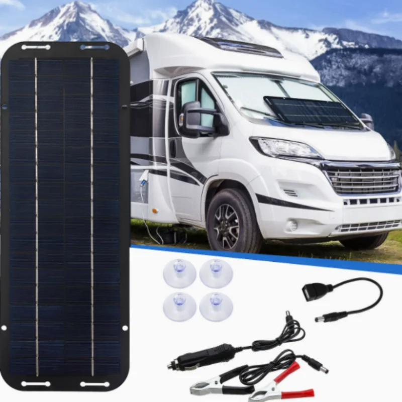 IP65 Water Resistant Portable Solar Panel Trickle Charger High Efficient 12V Solar Power Supply Kit Automobile Storage Battery M