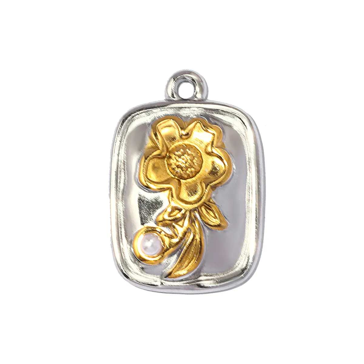 3Pcs/Lot Stainless Steel Flower Sun Necklace Pendants Double Tones Heart Charms For Making Necklace Jewelry Accessory Wholesale