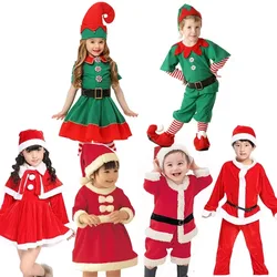 Kids Santa Claus Toddler Baby Red Xmas Clothes Girls Party Red Dress Set for Children Christmas New Year Costume Santa Claus Set