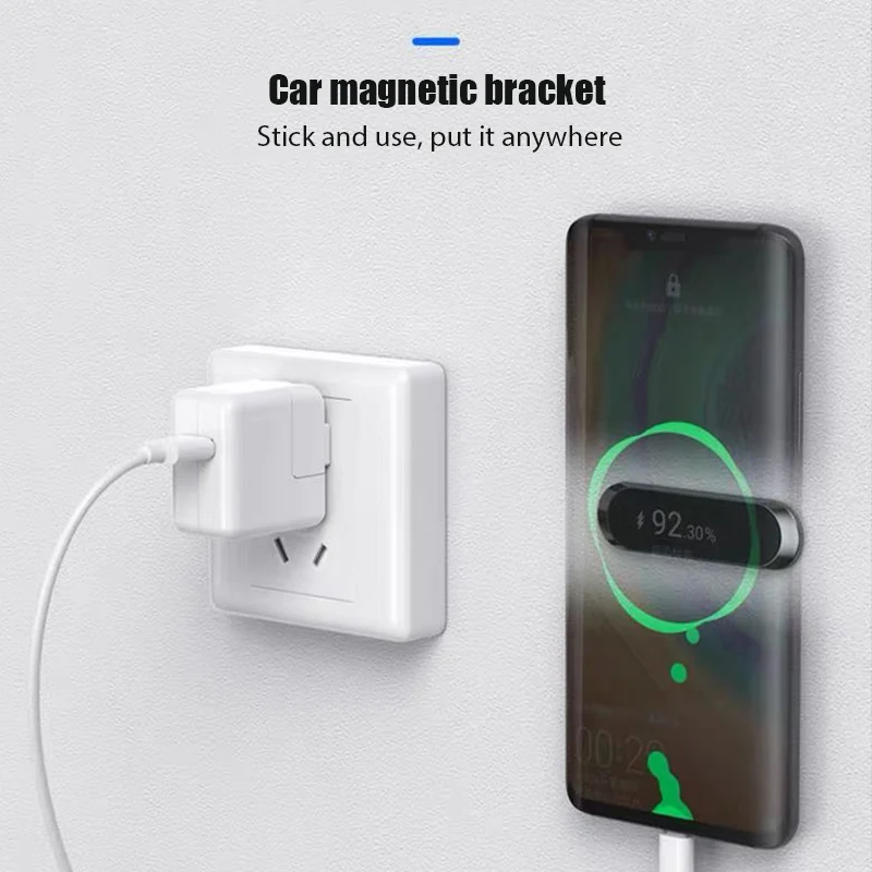 Soporte magnético para teléfono de coche, Mini soporte con forma de tira para salpicadero, para iPhone, Samsung, Huawei, imán de Metal, GPS, soporte para coche para pared y cocina