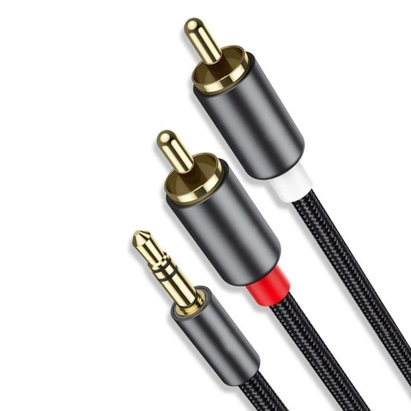 Modern Design 3.5mm Auxiliary to 2RCA Audios Cable for Seamlessly Integration with Sound Systems Metal Shell Y Splitter 83CF
