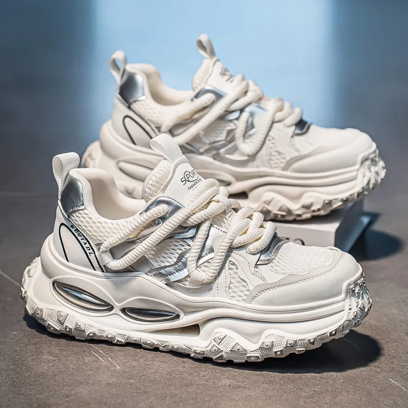 

Модные уличные неуклюжие кроссовки с дышащей сеткой, мужская спортивная обувь, нескользящие кроссовки для ходьбы, повседневные мужские кроссовки на платформе для фитнеса