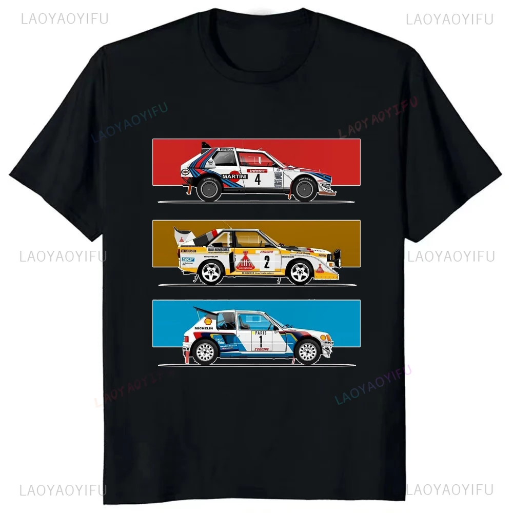 New Arrival 1986 Group B Rally Cars Printed Tees Fashion Casual Streetwear Hip-hop Hipster Loose O-neck Hot Sale Tops Tshirs