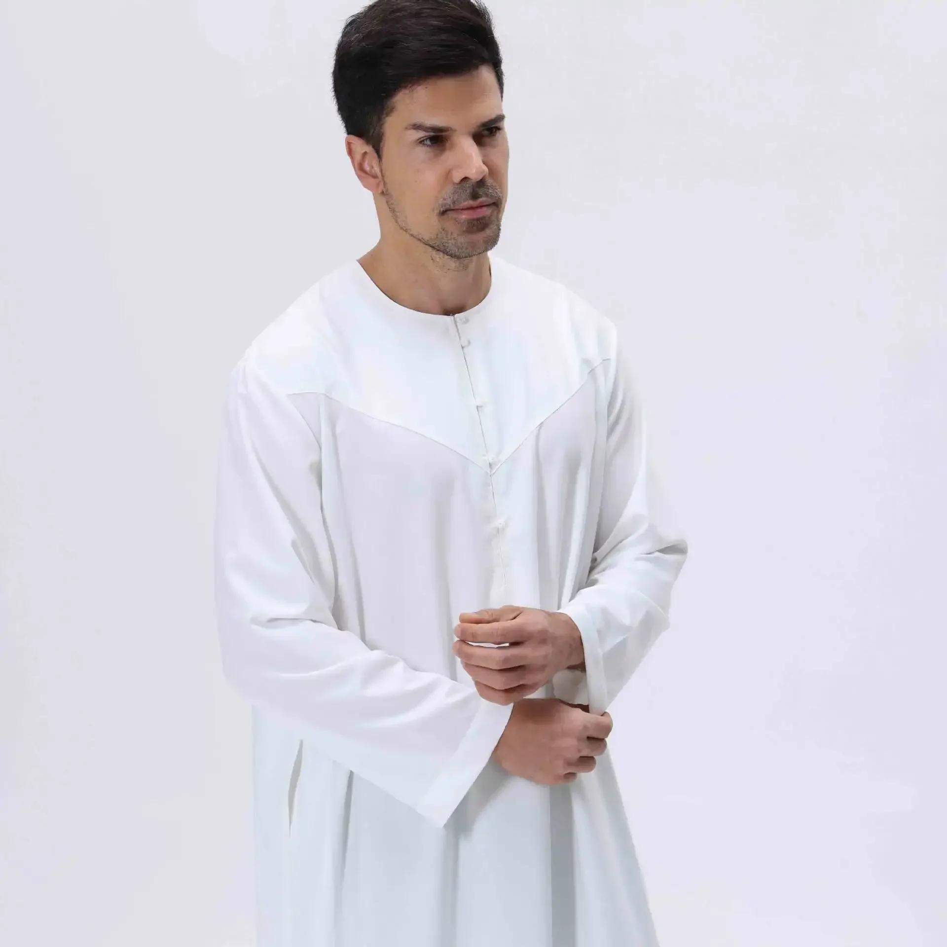 

White Jubba Thobe Ramadan Djellaba Dubai Abaya Muslim Dress Kaftan Middle East Men's Clothing Robe Saudi Arabic Daffah Dishdasha