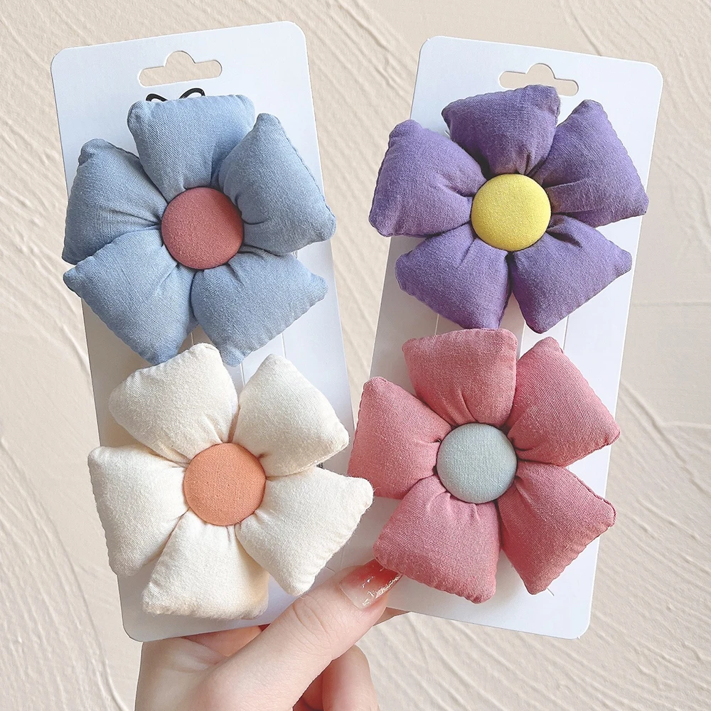 

2Pcs/Lot Lovely Cartoon Flowers Hair Clip For Kids Girls Safety Clip Hairpins Children's Headwear Cute Gift Hair Accessories