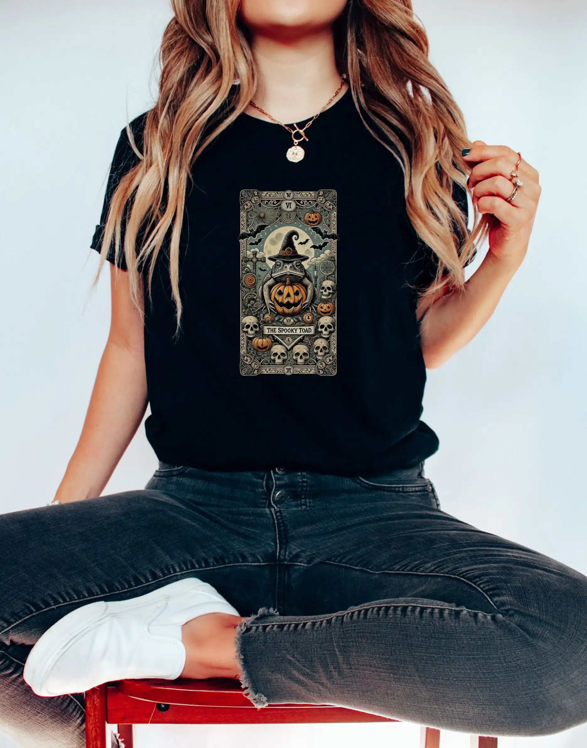 Spooky Toad Tarot T Shirt Card Oracle Psychic Frog Halloween