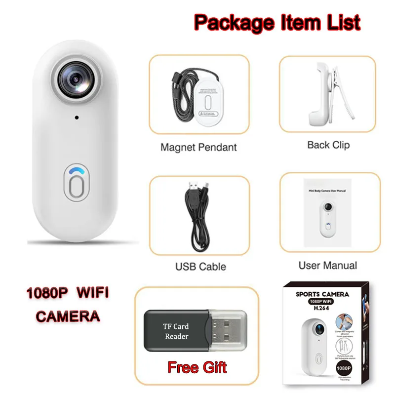 Zakformaat 4K Mini Camera Magnetische Vlog Outdoor Sport Fietscamera WiFi Bodycam Video-opname Fiets Motor Waterdichte Camcorder