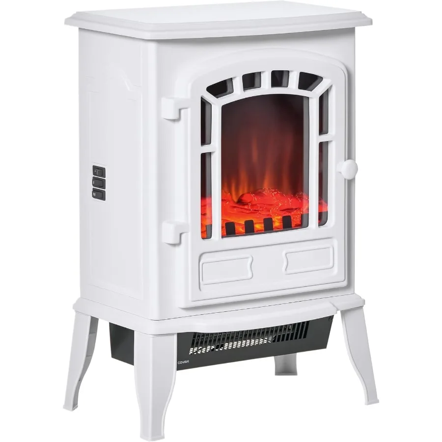 

22 Free Standing Electric Fireplace Stove with Door Fire Place Heater with Realistic Flame Effect Overheat Safety Protection 75