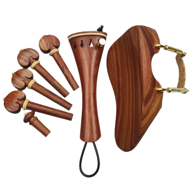 Rosewood Violin Fitting Parts With hardware Pegs+Chinrest+Tailpiece+Gut+Endpin,Violin Accessories