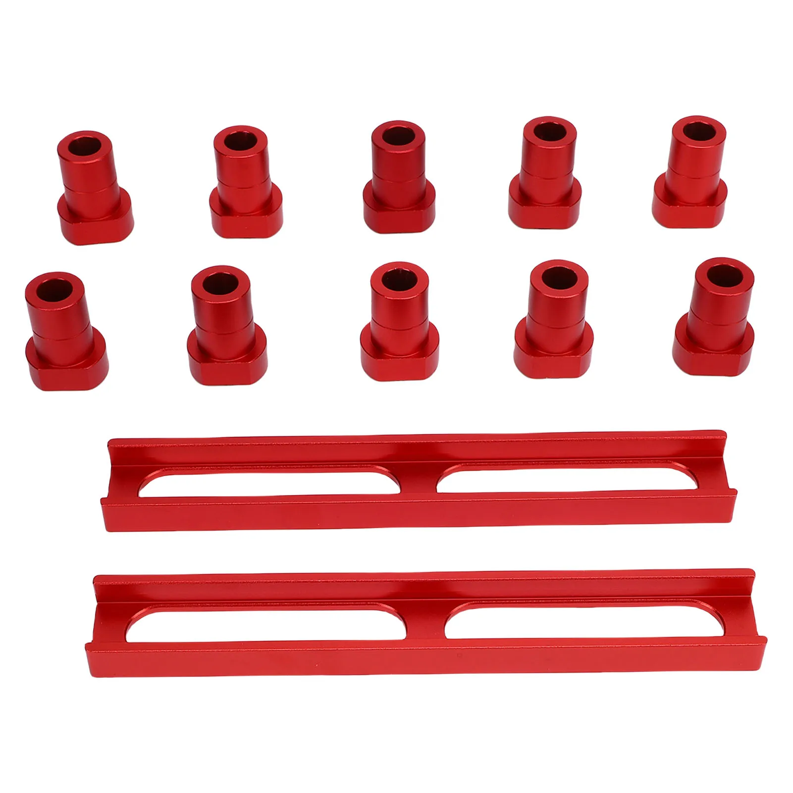 

10Pcs Bench Dogs Non Slip Clamps Aluminum Alloy Woodworking Workbench Dogs Stops 20mm Dia with 2Pcs Base Red